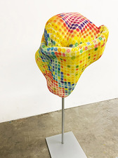 Jaime Scholnick Heads and Toppers Foam topper, Sennelier© chalk pastel, metal stand