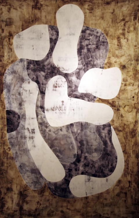 Female Treebark paintings Pigment and plaster on wood
