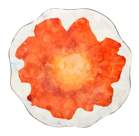 Red Flower paintings Pigment and plaster on wood