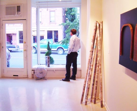 Mojo Sticks at BRIK Gallery, NY assemblages & sculptures Lint in plastic tubes