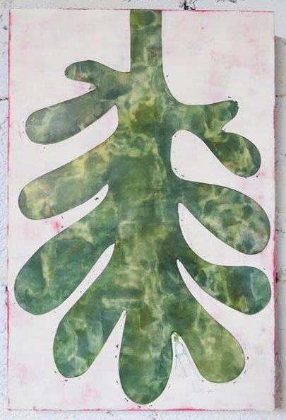 Upside-Down Fat Yarrow Leaf paintings Pigment & plaster on wood