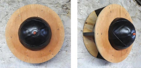 Homage to Aunt Jemima's Left or Right Boob (2 Gallons of Mama's Milk Daily) assemblages & sculptures Basketball on wooden base