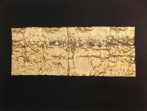 Deathless Window assemblages & sculptures Gold leaf on lead & neoprene on wood panel