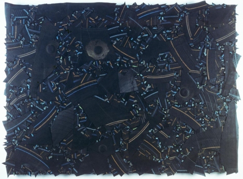 8-Ball assemblages & sculptures Inner tubes on wood panel