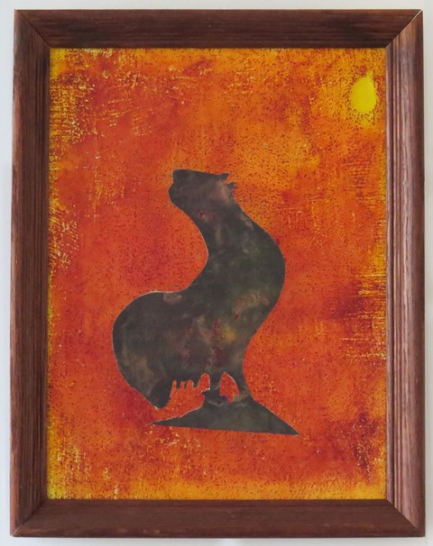 Shadow Chicken paintings Pigment into Plaster