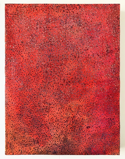 Snow Fall in Red paintings Pigment into plaster on fabric