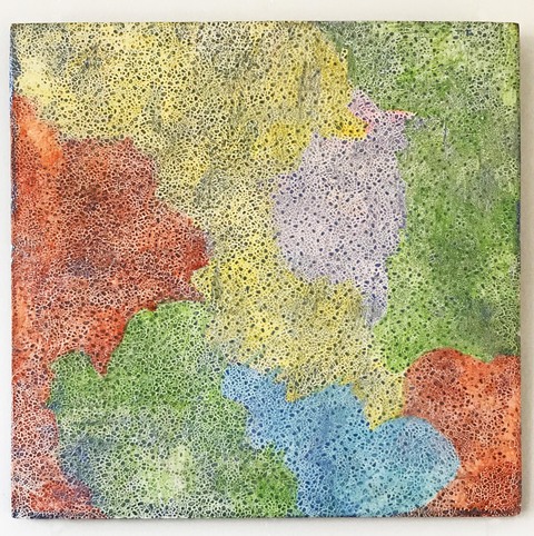 Secret Map For Secret Things paintings Color pencil on fabric on wood