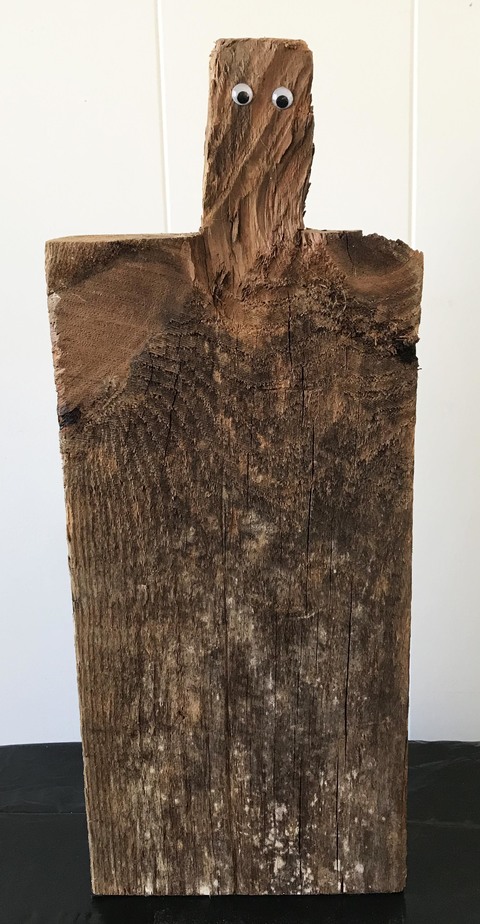Wanderer By Trade assemblages & sculptures Wood, Google Eyes