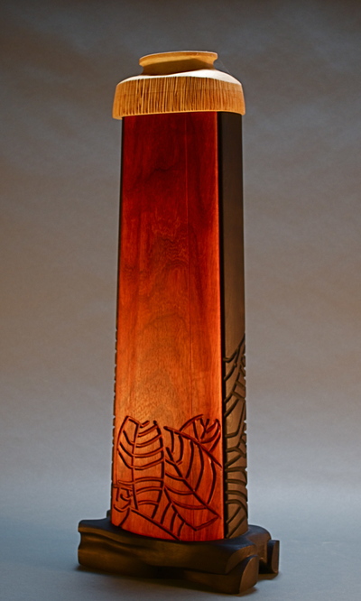 Standing Vessel Moments Redefined | Richard Crangle and Kristine Fisher Ebonized cherry, padauk, maple wood
