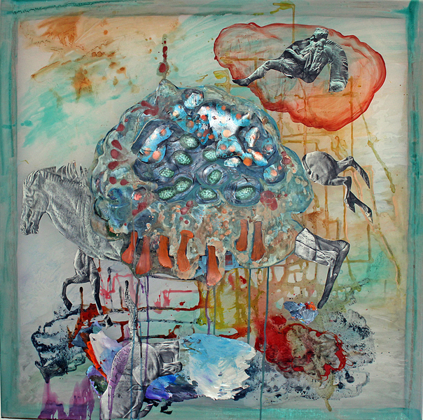 Lawless Mixed Media on Mylar /wood watercolor ink, acrylic, photo/collage on Mylar