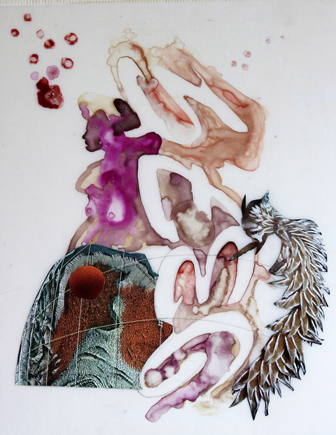 Around the World Mixed Media on Mylar /wood mixed media on Mylar