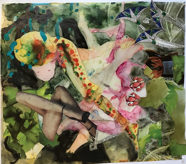 Lazy Girl Mixed Media on Mylar /wood mixed media on Mylar