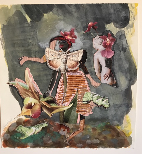Sister Reunion Mixed Media on Mylar /wood collage/ink on paper