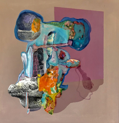 Alligator Tears Private Mythologies acrylic, collage, Mylar on canvas