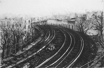 Janell O'Rourke M Train Charcoal on paper