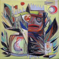 JANET MATHIAS Collage Squares collage and acrylic on canvas