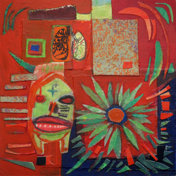 JANET MATHIAS Collage Squares collage and acrylic on panel