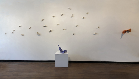JAN HARRISON Recent Sculpture: Sculptural Installations and Puppets Installation View: fired porcelain and ink sculptures 