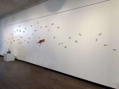 JAN HARRISON Recent Sculpture: Sculptural Installations and Puppets Installation View: fired porcelain and ink sculptures 