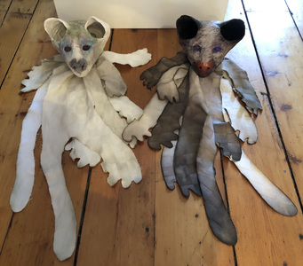 JAN HARRISON Recent Sculpture, Puppets, and ANIMULA - big little soul Installation hand puppets: porcelain, encaustic, ink, cloth, wire, thread