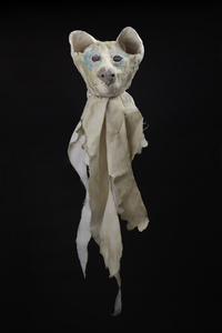 JAN HARRISON Recent Sculpture, Puppets, and ANIMULA - big little soul Installation Hand puppet: porcelain, encaustic, ink, pastel, cotton cloth, thread