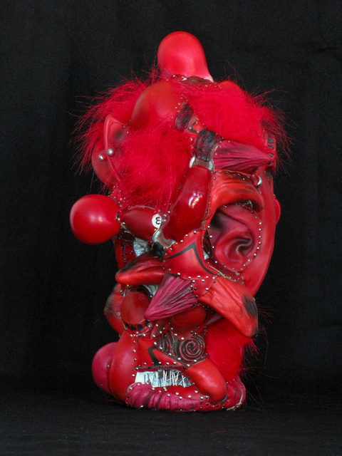 JANICE SLOANE Heads 2007-18 Vinyl Halloween Masks, styrofoam, fake fur, steel pins, plastic bags