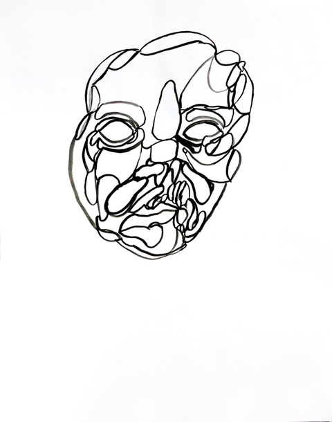 JANICE SLOANE Head Face  Drawings 2016-17            2016 india ink on acid free paper