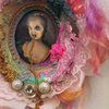  Objects Oil, hair, & bow on found images, found frames, oil, gems, lace, faux flower petals, silly string, faux nails, synthetic hair & pearls