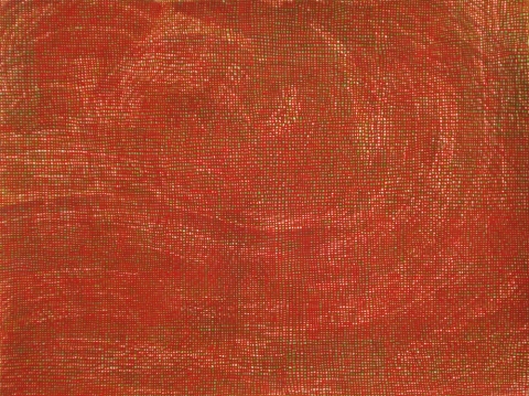 Untitled, (red grid) WORK ON PAPER gouache over watercolor
