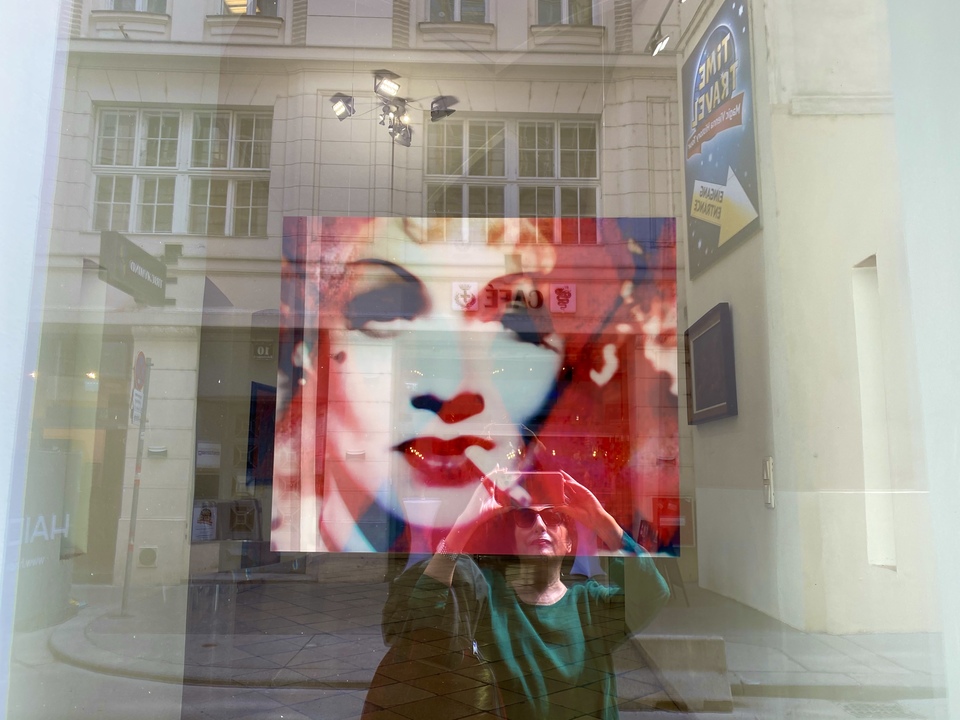 Jeanne Szilit Suppan Fine Arts / RED 2020 window display: Jeanne Szilits MARLENE DIETRICH - Flor de Illusion