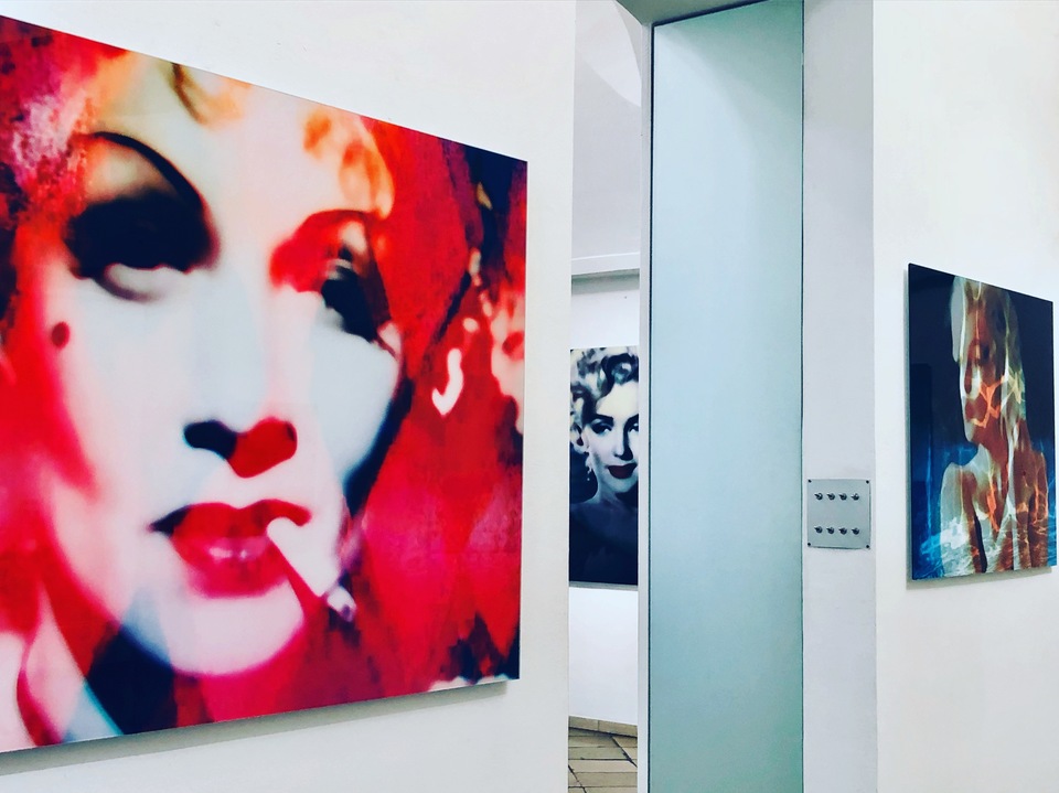 Jeanne Szilit Suppan Fine Arts / RED 2020 left: window display: Jeanne Szilits MARLENE DIETRICH - Flor de Illusion