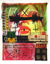 Jeff Green Trash Art Mixed media on on salvaged Print Mafia/California Doom poster