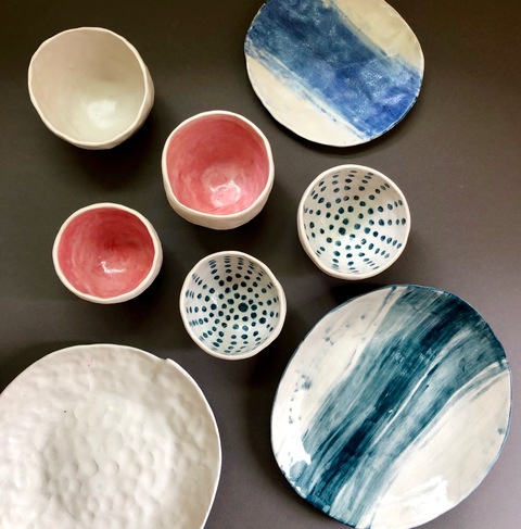   Ceramics Hand built porcelain, glazed