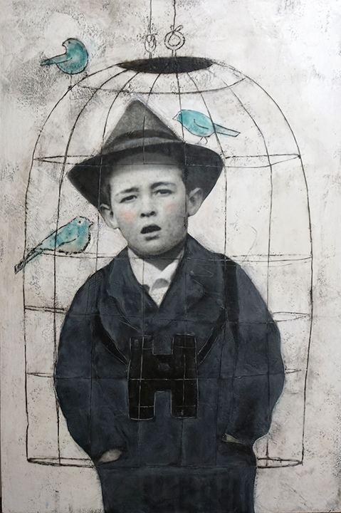 I Know Why This Caged Bird Sings Paintings Mixed medium with wax, oil stick, pastel