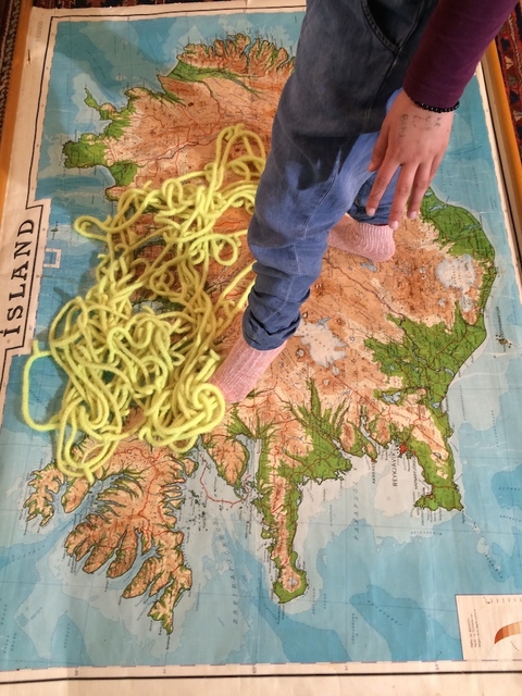 Brave New World 2015 Brave New World Icelandic wool + vintage school map