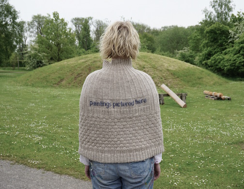 J E N   P E P P E R  Paintings Pictured Here Shetland wool knit + worn by artist Stine Frederiksen (DK)