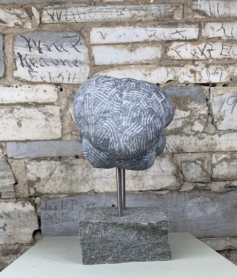  Stone Brain West Rutland marble with stainless steel pins and granite base