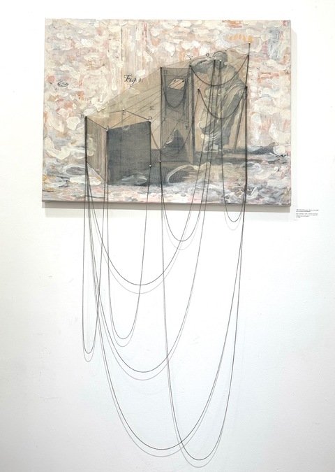  Seeing Through Yesterday Digital print with acrylic, pumice on canvas with  stainless chain and magnets