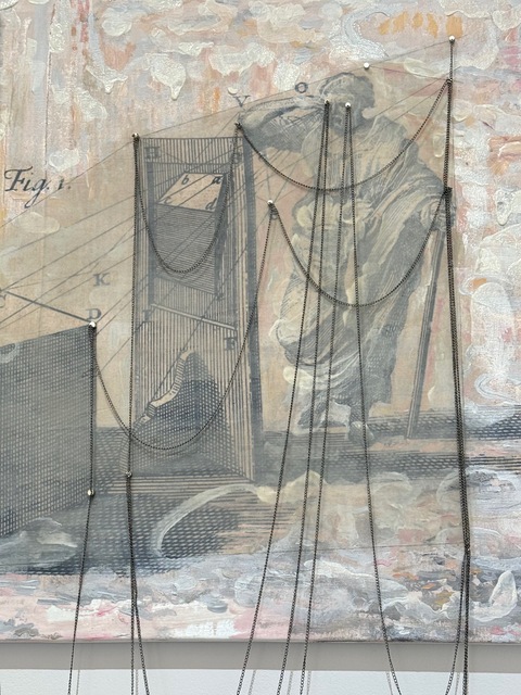  Seeing Through Yesterday Digital print with acrylic, pumice on canvas with  stainless chain and magnets, detail