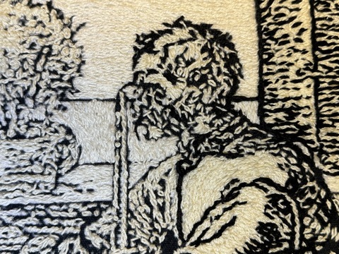  Seeing Through Yesterday 100% cotton, an embroidered detail