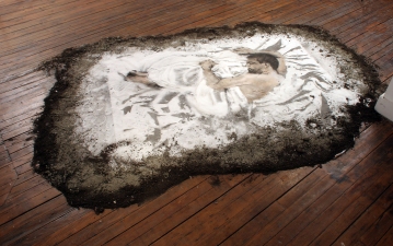 Jeph Gurecka solo exhibition, "Salt, Soil, Ash"  2006 31Grand Gallery, Brooklyn, New York Salt,soil, ash,charcoal and concrete powder