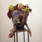 Jeph Gurecka New work Urn series 2015.  organic matter, resin, rubber, plaster, steel.  3' X 1.5' X 1.5'      2015 organic matter, resin, rubber,plaster,steel