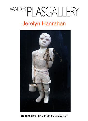 Jerelyn Hanrahan  FIGURINE SERIES  porcelain, rope , black granite base