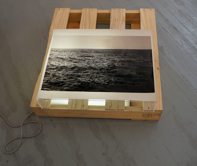 Jeri Coppola To The Sea duratrans, wood pallet and lightbox