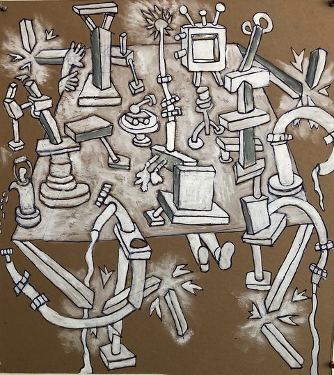 Jerry Mischak Drawings Marker and acrylic on chipboard