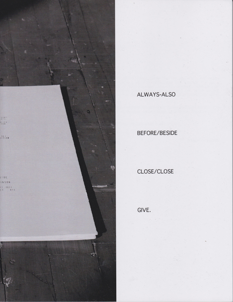 JESSICA DICKINSON publications remainder book for the exhibition BEFORE/BESIDE)