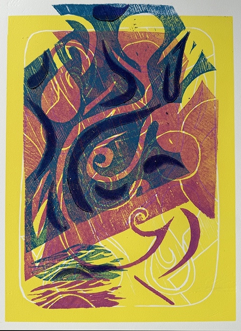 Jessica Snow Printmaking Four-color reductive linocut