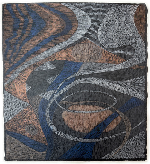 Jessica Snow Works on Paper Black acrylic and colored pencil on Arches 300