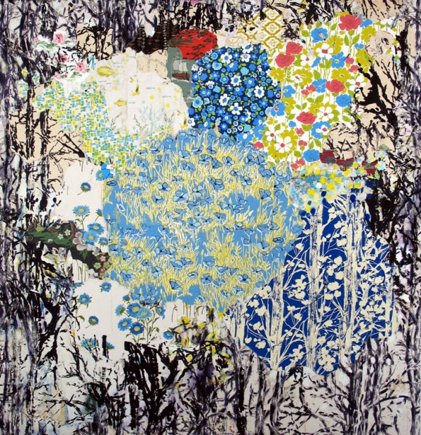 Jessica Weiss Woods 2008-2010 Silkscreen, acrylic and collage on canvas