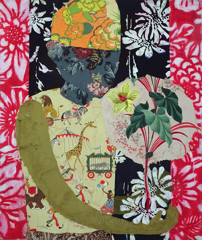 Jessica Weiss Recent Paintings Silkscreen, fabric, wallpaper and acrylic on canvas